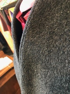 Collar fell stitching close up