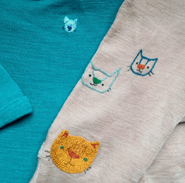 embroidered cats